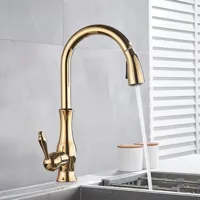 Gouden Keukenkraan met Uittrekbare Spuiter - Messing | Warm & Koud Water Gouden Keukenkraan met Uittrekbare Spuiter - Messing | Warm & Koud Water