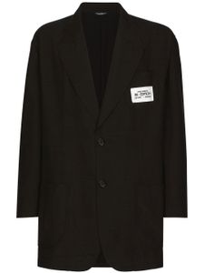 Dolce & Gabbana blazer en coton mélangé à patch logo - Noir