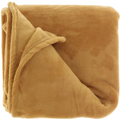 Fleece deken/plaid Bailey 130 x 180 cm - mosterd geel