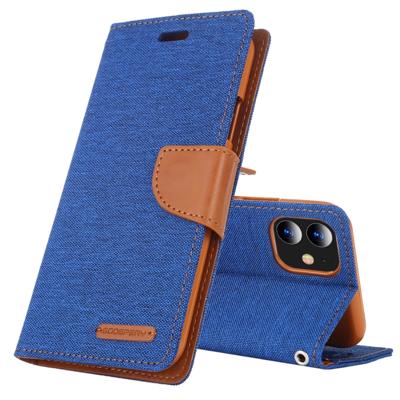 Voor iPhone 11 kwik GOOSPERY CANVAS dagboek canvas textuur horizontale Flip lederen draagtas met kaartsleuven & portemonnee & houder (blauw)