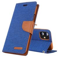 Voor iPhone 11 kwik GOOSPERY CANVAS dagboek canvas textuur horizontale Flip lederen draagtas met kaartsleuven & portemonnee & houder (blauw)