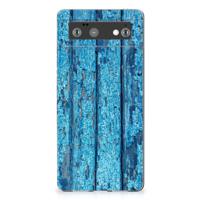 Google Pixel 6 Bumper Hoesje Wood Blue