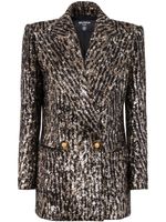 Balmain manteau croisé à sequins - Marron