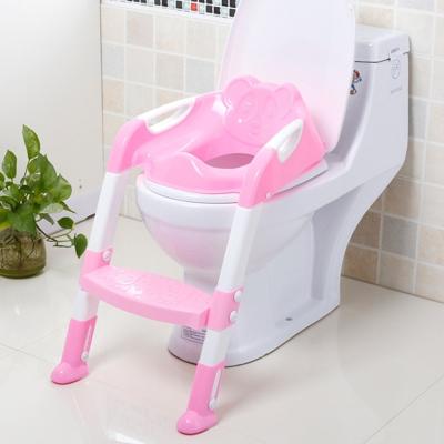 Baby potje Toiletstoel training stoel met verstelbare ladder baby anti slip vouwen toilet trainer veiligheidsstoelen (roze)