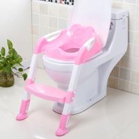 Baby potje Toiletstoel training stoel met verstelbare ladder baby anti slip vouwen toilet trainer veiligheidsstoelen (roze)