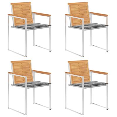 Tuinstoelen 4 st met kussens massief teakhout