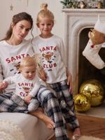Kerstpyjama voor meisjes "Santa Club" familie-capsulecollectie ecru