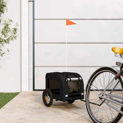 Hondenfietstrailer oxford stof en ijzer zwart