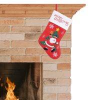 Kerstsok decoratie rood/wit met Kerstman/kerstboom 40 cm - thumbnail