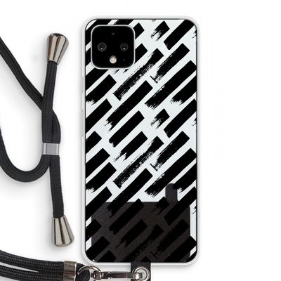 Zwarte vegen: Pixel 4 Transparant Hoesje met koord