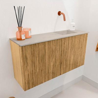 Toiletmeubel Mondiaz Joya Dlux | 80 cm | Meubelkleur Oak | Faye wastafel Opalo Wasbak Rechts | Zonder kraangat(en)