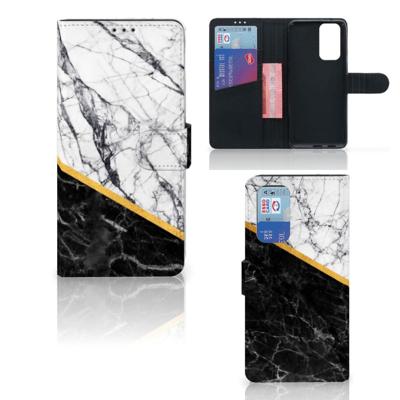 OnePlus 9 Pro | Bookcase | Marmer Wit Zwart - Origineel Cadeau Man | Portemonnee hoesje