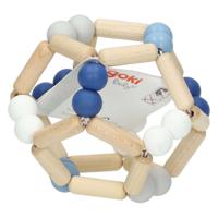 Goki houten grijpring elastische bal blauw