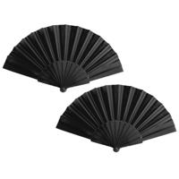 Spaanse Handwaaier - 2x - zwart - 23 x 43 cm - Verkoeling waaiers voor zomerse themperatuur