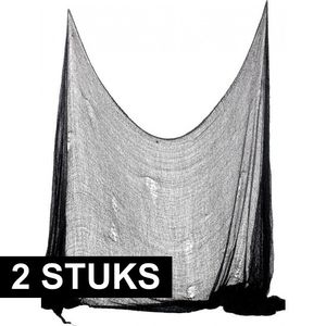 2x Horror decoratie net zwart 300 cm