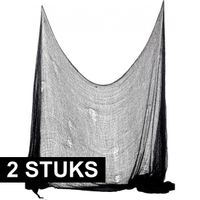 2x Horror decoratie net zwart 300 cm - thumbnail