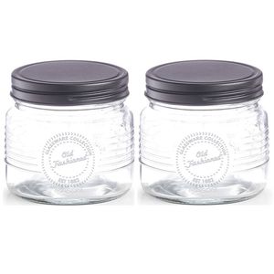 2x Glazen voorraadpotten/bewaarpotten 420 ml Old Fashioned 10 x 9 cm - Voorraadpot