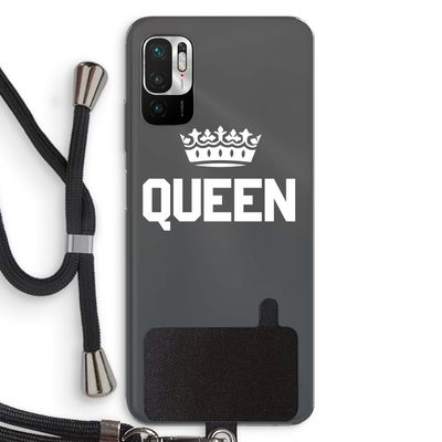 Queen zwart: Xiaomi Redmi Note 10 5G Transparant Hoesje met koord