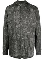 Mostly Heard Rarely Seen leaf-print hooded shirt - Gris - thumbnail