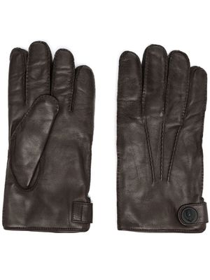 Billionaire gants en cuir à logo embossé - Marron