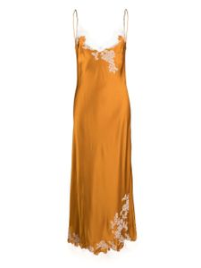 Carine Gilson robe longue en soie a design de dentelle - Orange