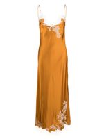 Carine Gilson robe longue en soie a design de dentelle - Orange