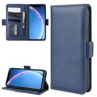 Dual-Side magnetische Buckle horizontale Flip lederen case voor iPhone 11 met houder & kaartsleuven & portemonnee & fotolijstjes (donkerblauw)