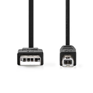 Nedis USB-Kabel | USB 2.0 | USB-A Male | USB-B Male | 10 W | 480 Mbps | Vernikkeld | 0.50 m | Rond | PVC | Zwart | Label - CCGL60100BK05