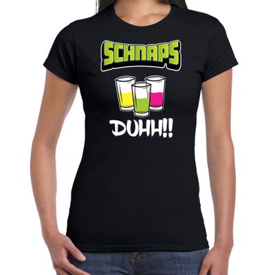 Apres ski t-shirt voor dames - schnaps - zwart - apres ski/wintersport - skien