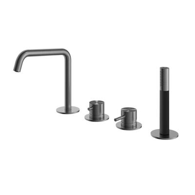 Hotbath Archie Badrandcombinatie Één Hendel Mengkraan met Uitloop en 2-Weg Omstel BGP - Antraciet