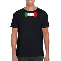 Zwart t-shirt met Italie vlag strikje heren - thumbnail