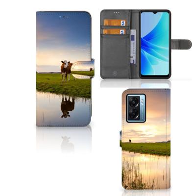 OPPO A77 5G | A57 5G | Telefoonhoesje | Met pasjeshouder | Koe