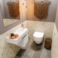 Toiletmeubel Mondiaz Andor | 80 cm | Meubelkleur Talc | Lex vrijhangend wastafel Talc Rechts | 1 kraangat