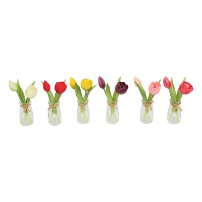Glazen vaasje met tulpen 20x10x20cm