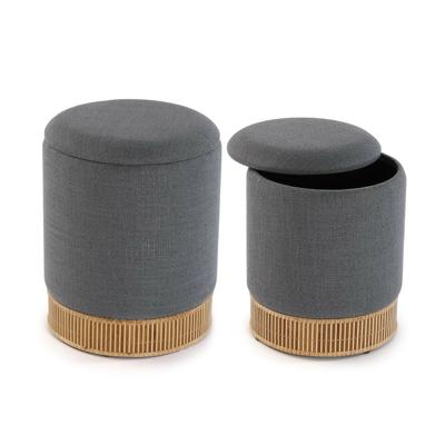 Verwijderbare poef Versa Grijs Bamboe Hout MDF 36 x 44 x 36 cm (2 Onderdelen)