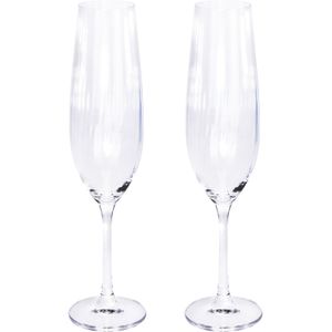 2x Champagneglazen/flutes 26 cl/260 ml van kristalglas