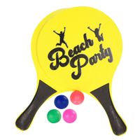Houten beachball set geel met extra balletjes - Beachballsets - thumbnail