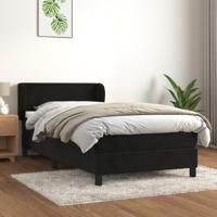 Boxspring met matras fluweel zwart 90x190 cm