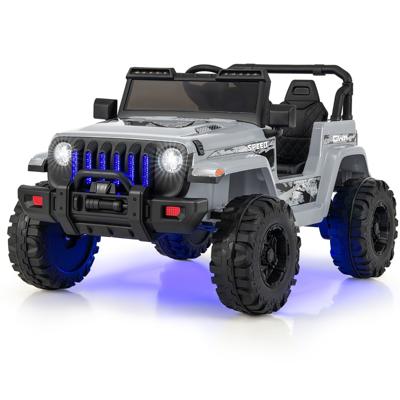 Elektrische Auto met Hoge Snelheid/lage Snelheid Op Batterijen Aangedreven Speelgoedauto met 2 Zitplaatsen-Grijs