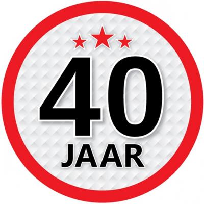 40 jaar leeftijd sticker - rond - Dia 15 cm - 40 jaar verjaardag - jubileum - leeftijd versiering
