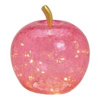 Appel met 30 LED's, met timer, van glas pink/roze (B/H/D) 22x24x22cm