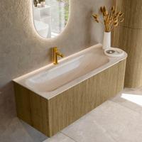 Badmeubel Mondiaz Kurve-Dlux | 125 cm | Meubelkleur Dusk | Wastafelkleur Meli | Solid surface | Wasbak linker zijde spoelbak | 1 kraangat