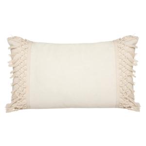 Sierkussen Macrame Ibiza voor binnen - creme wit - 30 x 50 cm - katoen/polyester