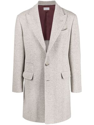 Brunello Cucinelli manteau en tweed à chevrons - Tons neutres