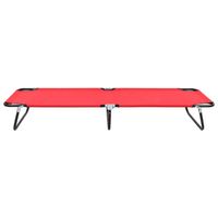The Living Store Loungebed Opvouwbaar - Rood - 190 x 58 x 28 cm - 120 kg - thumbnail