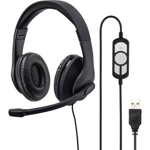 Hama On Ear headset Computer Kabel Stereo Zwart Volumeregeling, Microfoon uitschakelbaar (mute)
