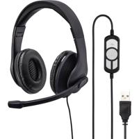Hama On Ear headset Computer Kabel Stereo Zwart Volumeregeling, Microfoon uitschakelbaar (mute)
