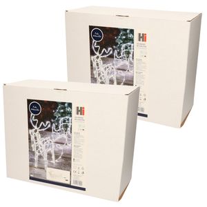 Set van 2x stuks kerstverlichting Led figuren voor buiten rendier met slee 160 leds helder wit