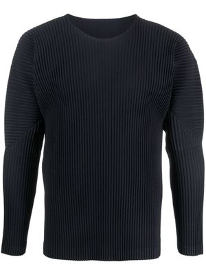 Homme Plissé Issey Miyake sweat Basic plissé à empiècements - Bleu