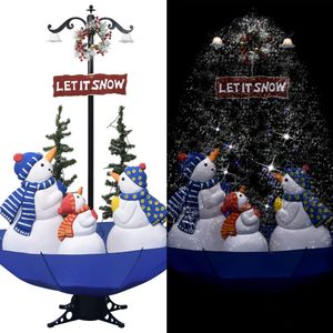 VidaXL Kerstboom sneeuwend met paraplubasis 170 cm pvc blauw